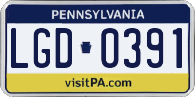 PA license plate LGD0391
