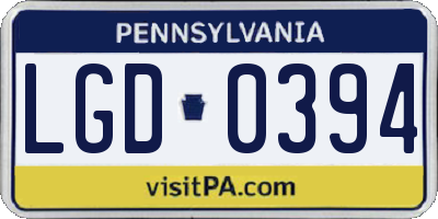 PA license plate LGD0394