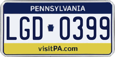 PA license plate LGD0399