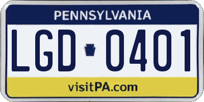 PA license plate LGD0401