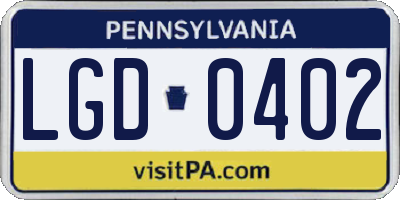 PA license plate LGD0402