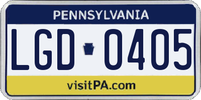 PA license plate LGD0405
