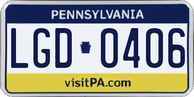 PA license plate LGD0406