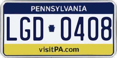 PA license plate LGD0408