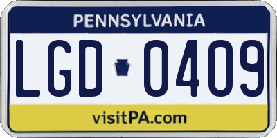 PA license plate LGD0409
