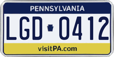 PA license plate LGD0412