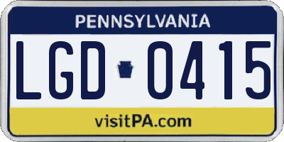 PA license plate LGD0415