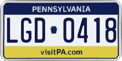 PA license plate LGD0418