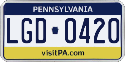 PA license plate LGD0420