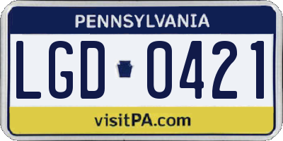 PA license plate LGD0421