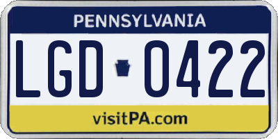 PA license plate LGD0422