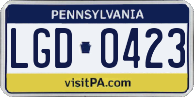 PA license plate LGD0423