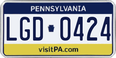 PA license plate LGD0424