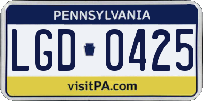 PA license plate LGD0425