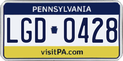PA license plate LGD0428