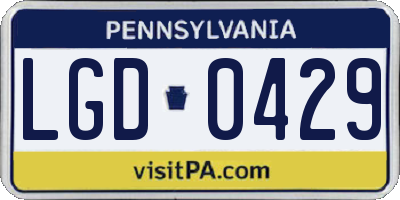 PA license plate LGD0429