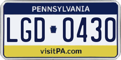 PA license plate LGD0430