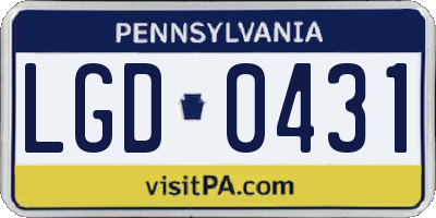 PA license plate LGD0431