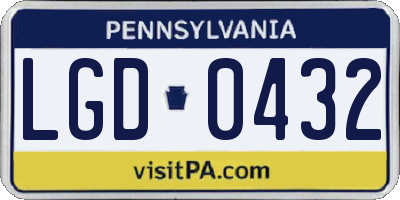 PA license plate LGD0432