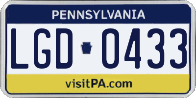PA license plate LGD0433
