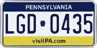 PA license plate LGD0435