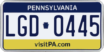 PA license plate LGD0445