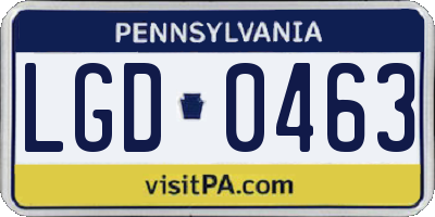 PA license plate LGD0463