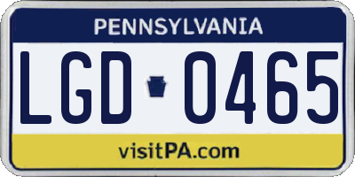 PA license plate LGD0465