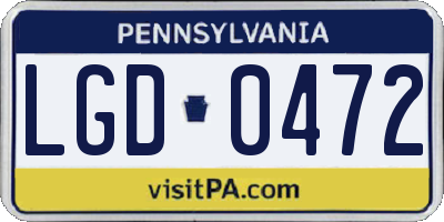PA license plate LGD0472