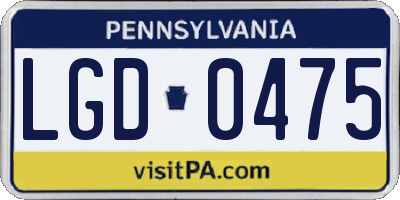 PA license plate LGD0475