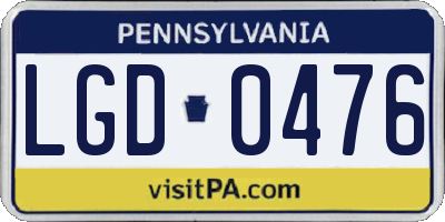PA license plate LGD0476