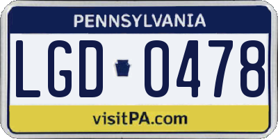 PA license plate LGD0478