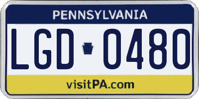 PA license plate LGD0480