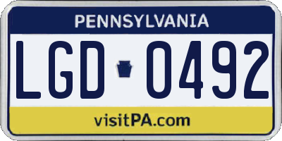 PA license plate LGD0492