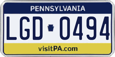 PA license plate LGD0494