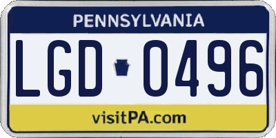 PA license plate LGD0496