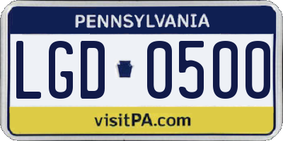 PA license plate LGD0500