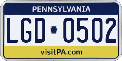 PA license plate LGD0502