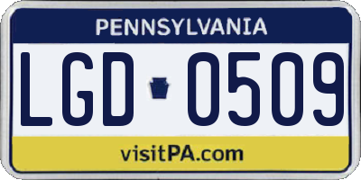 PA license plate LGD0509