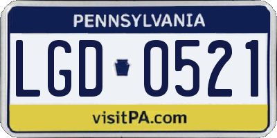 PA license plate LGD0521