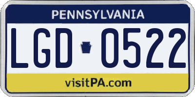 PA license plate LGD0522