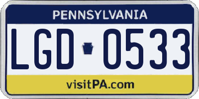 PA license plate LGD0533
