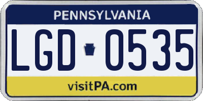 PA license plate LGD0535