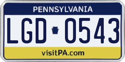 PA license plate LGD0543