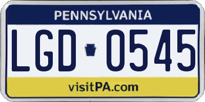 PA license plate LGD0545