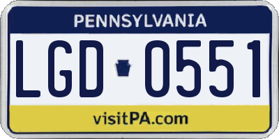 PA license plate LGD0551