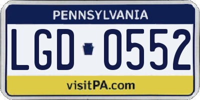 PA license plate LGD0552