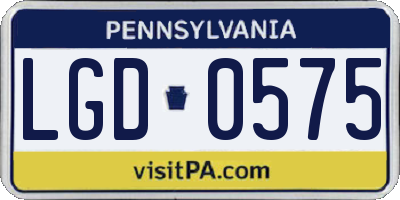 PA license plate LGD0575