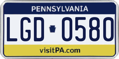 PA license plate LGD0580