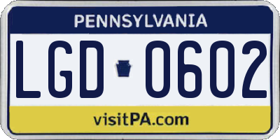 PA license plate LGD0602